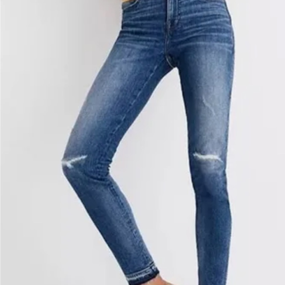 Madewell 9” high rise skinny jeans York wash rip and repair edition size 27